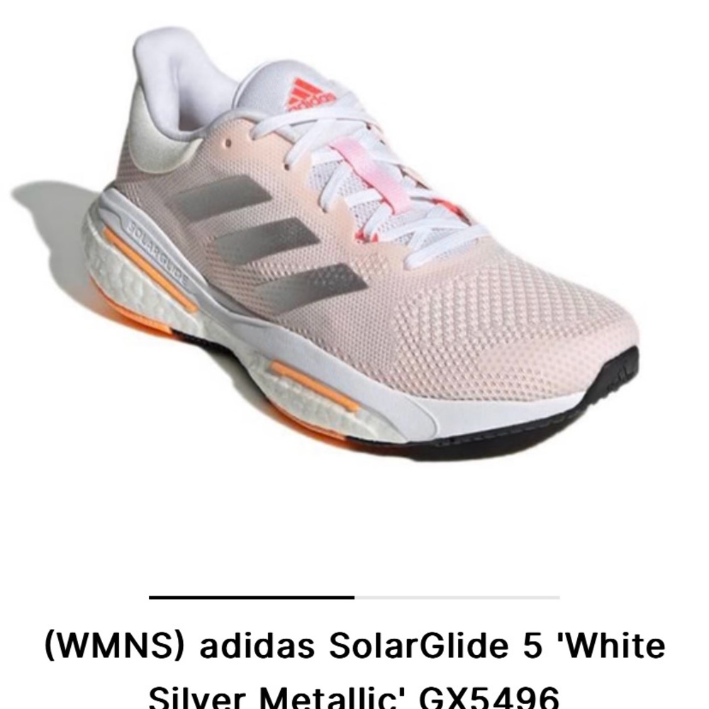 Women’s Adidas solar glide 5 white silver metallic size 9